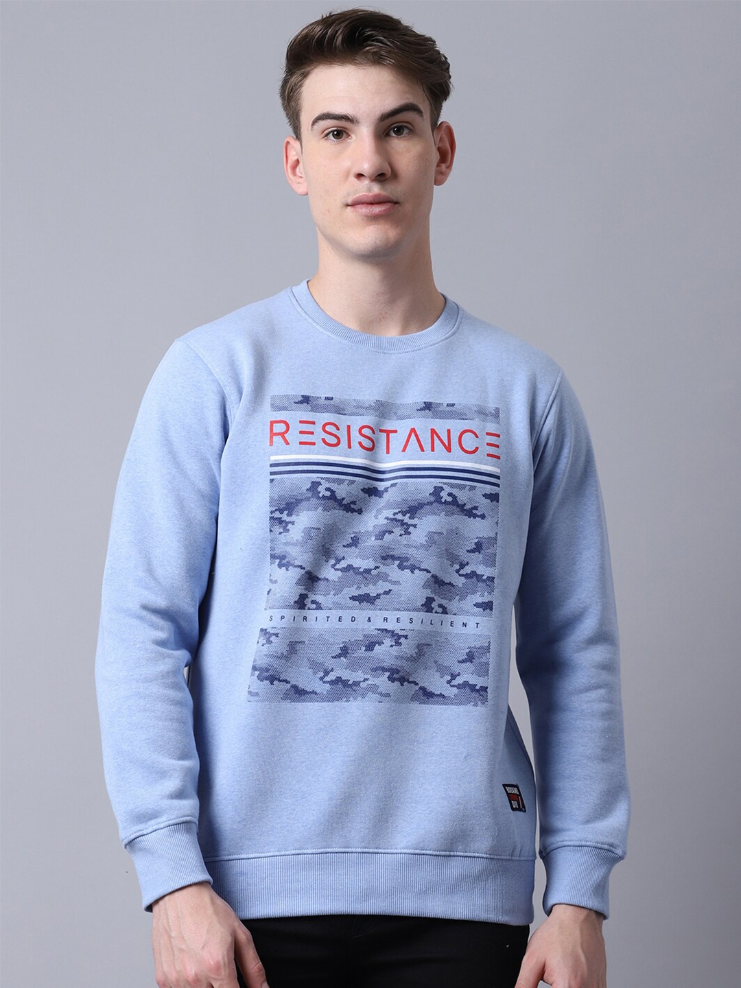 

Rodamo Men Blue Printed Sweatshirt