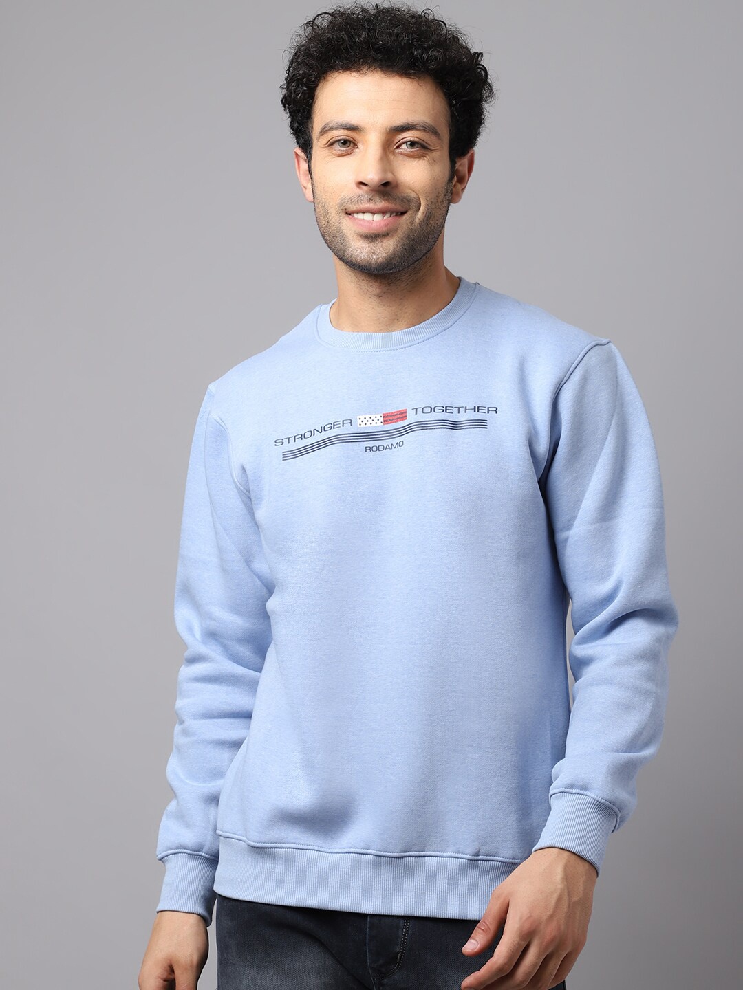 

Rodamo Men Blue Printed Sweatshirt