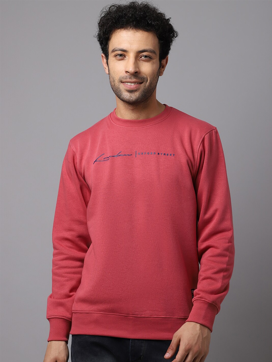 

Rodamo Men Pink Printed Sweatshirt