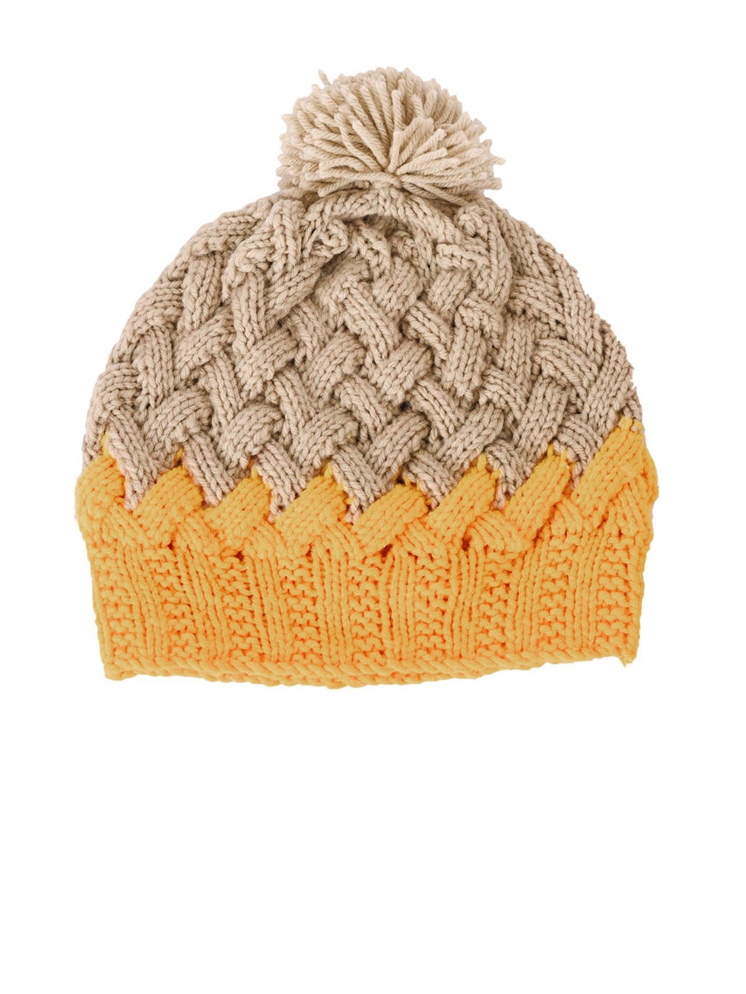 

Bharatasya Women Beige & Yellow Beanie