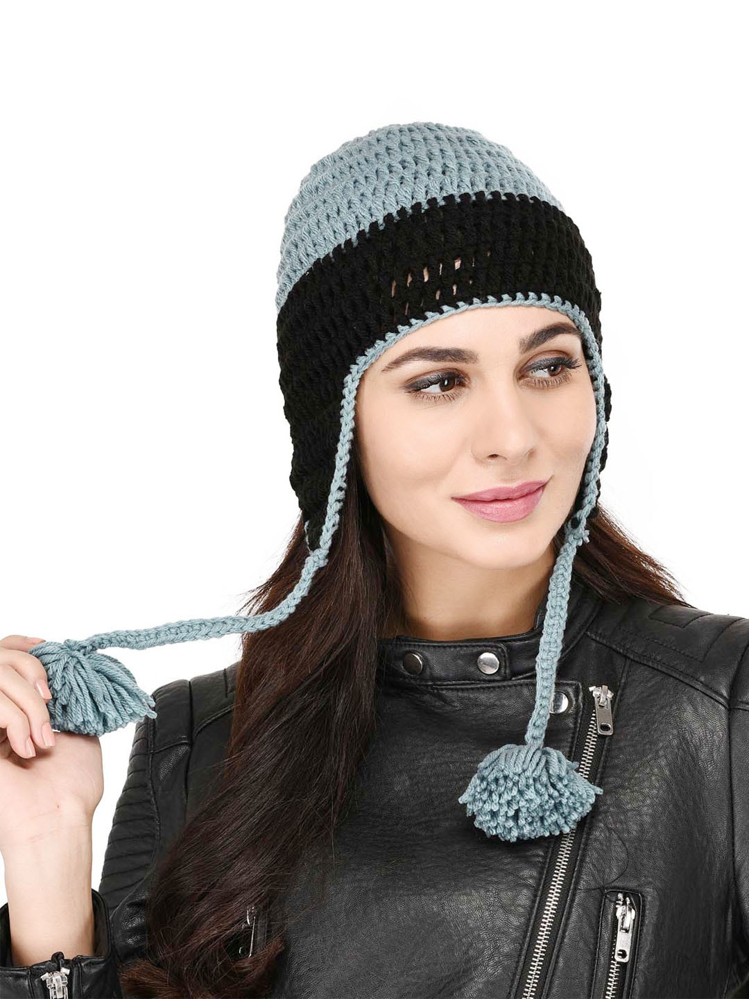 

Bharatasya Women Grey & Black Beanie