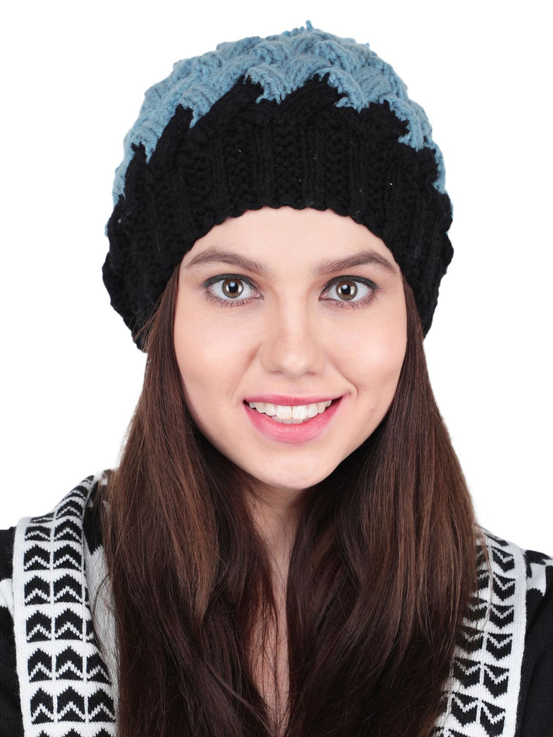 

Bharatasya Women Blue & Black Beanie