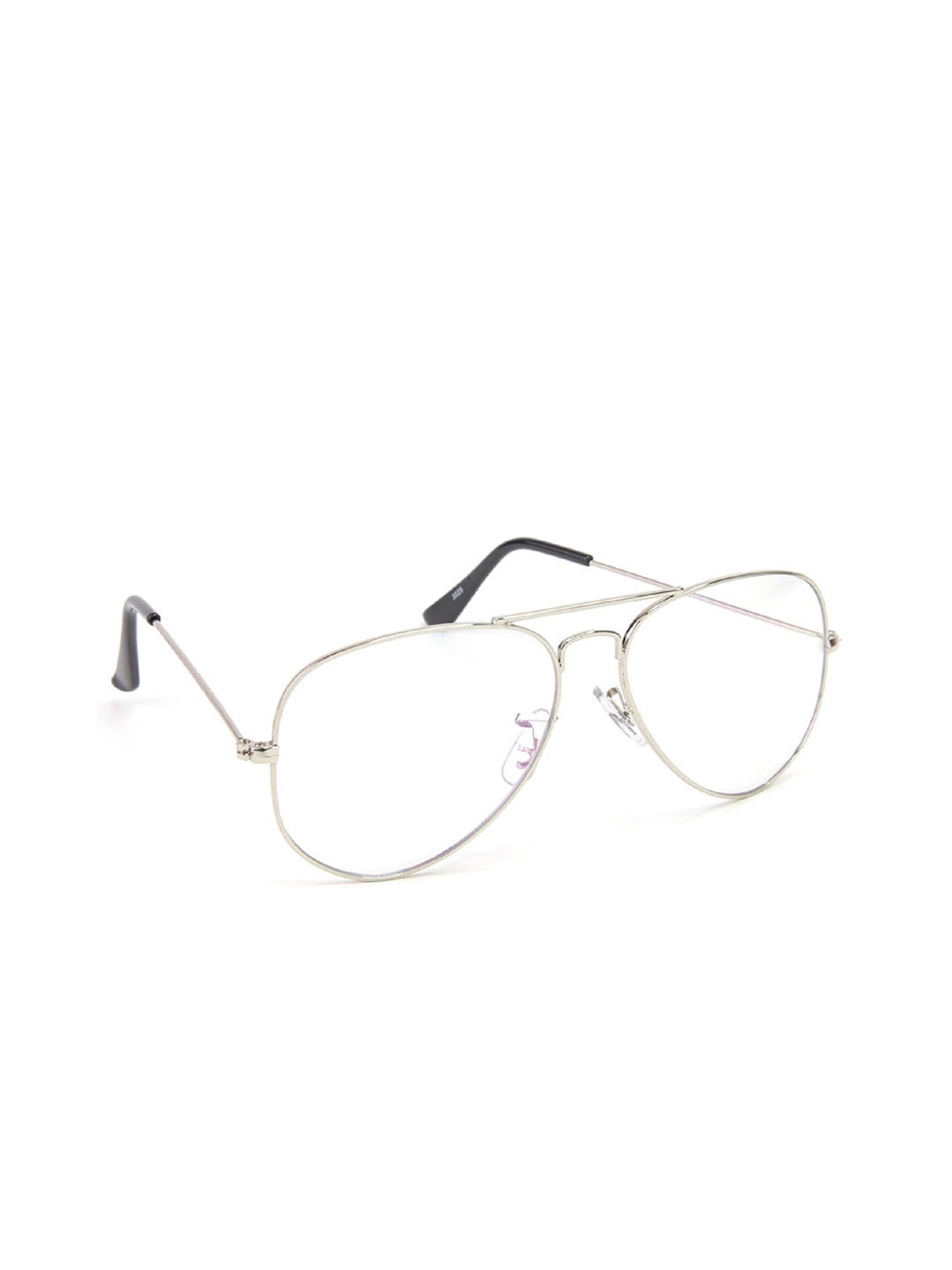 

SUNNIES Unisex Clear Lens & Silver-Toned Aviator Sunglasses SUNNIES-005-Silver-Clear