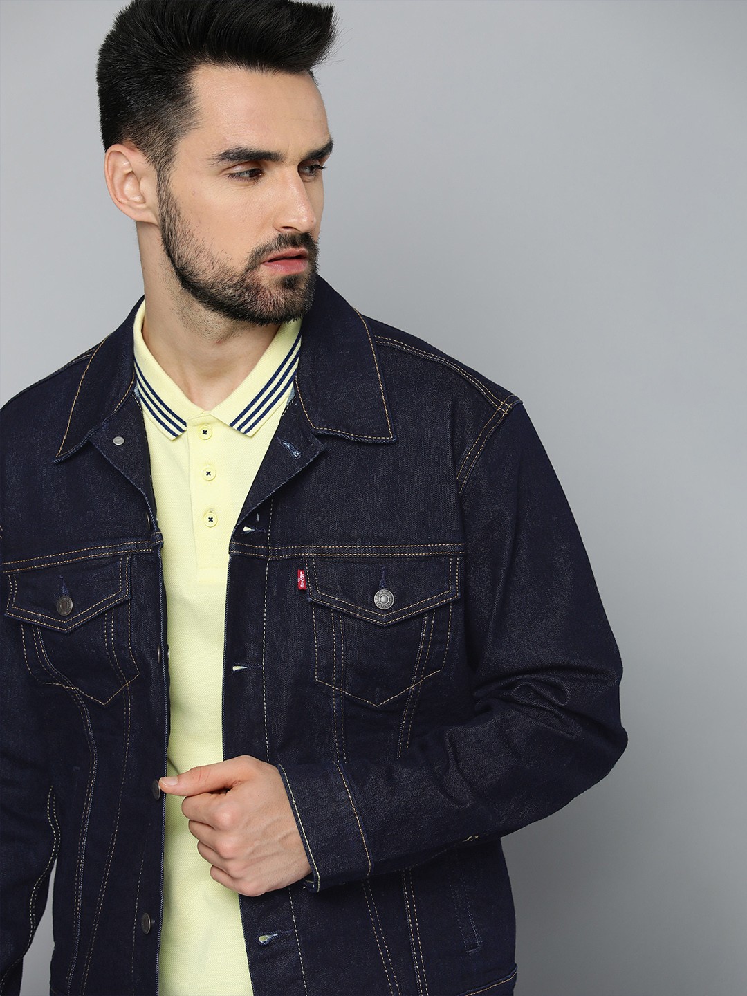 

Levis Men Blue Solid Denim Jacket