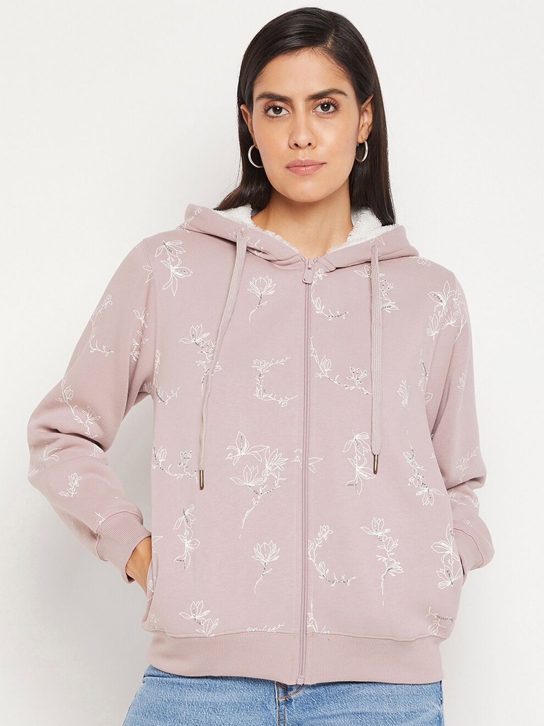 

Madame Women Beige Floral Printed Sweatshirt