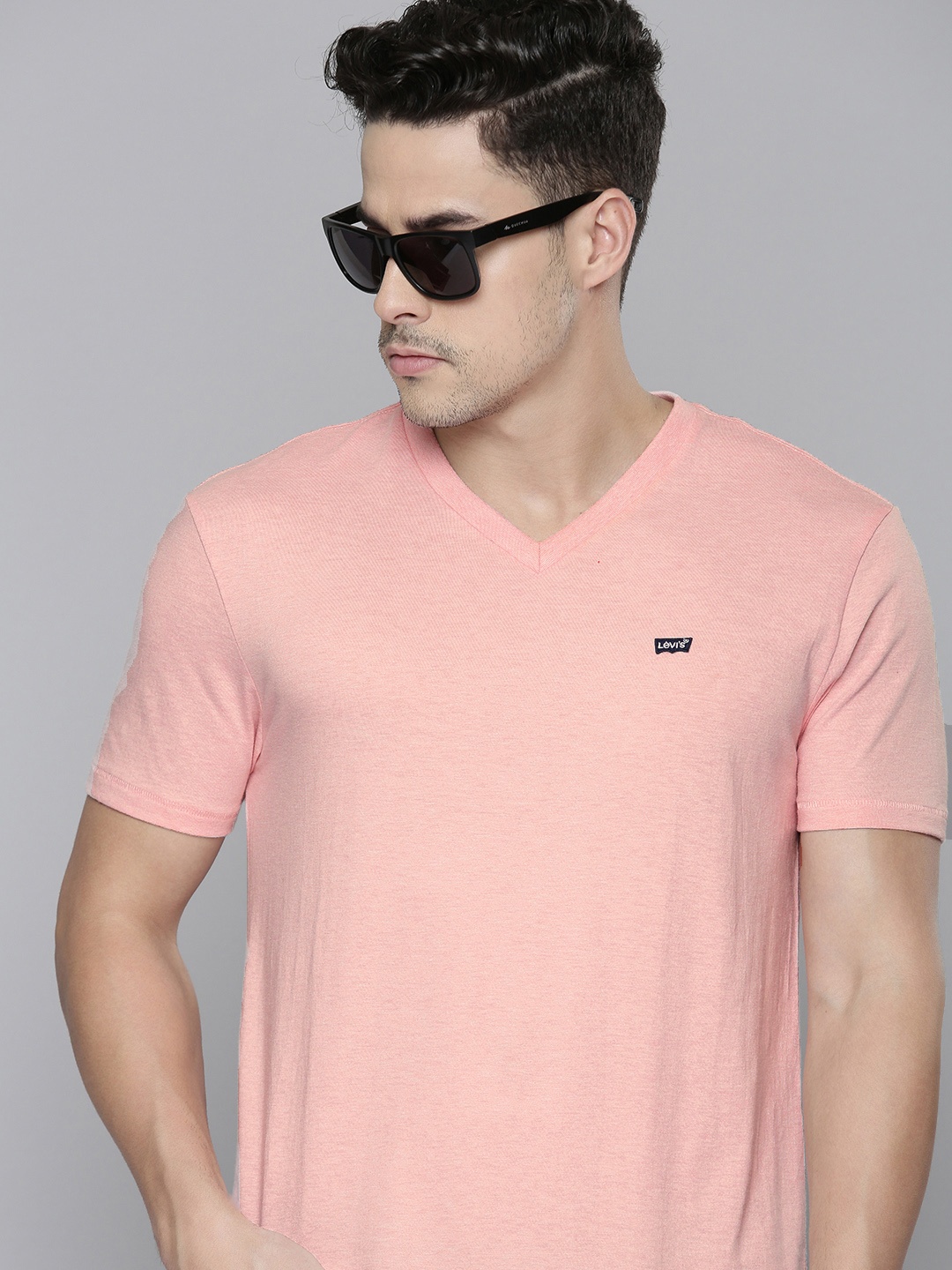 

Levis Men Solid V-Neck Casual T-shirt, Pink