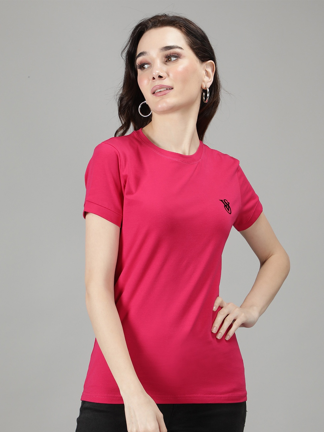 

Sonex Gold Women Pink Slim Fit Cotton T-shirt