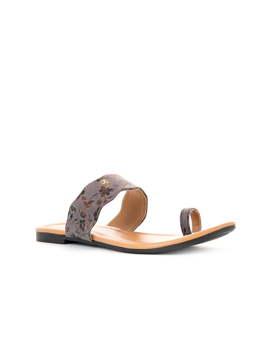 

Khadims Women One Toe Flats with Laser Cuts, Grey