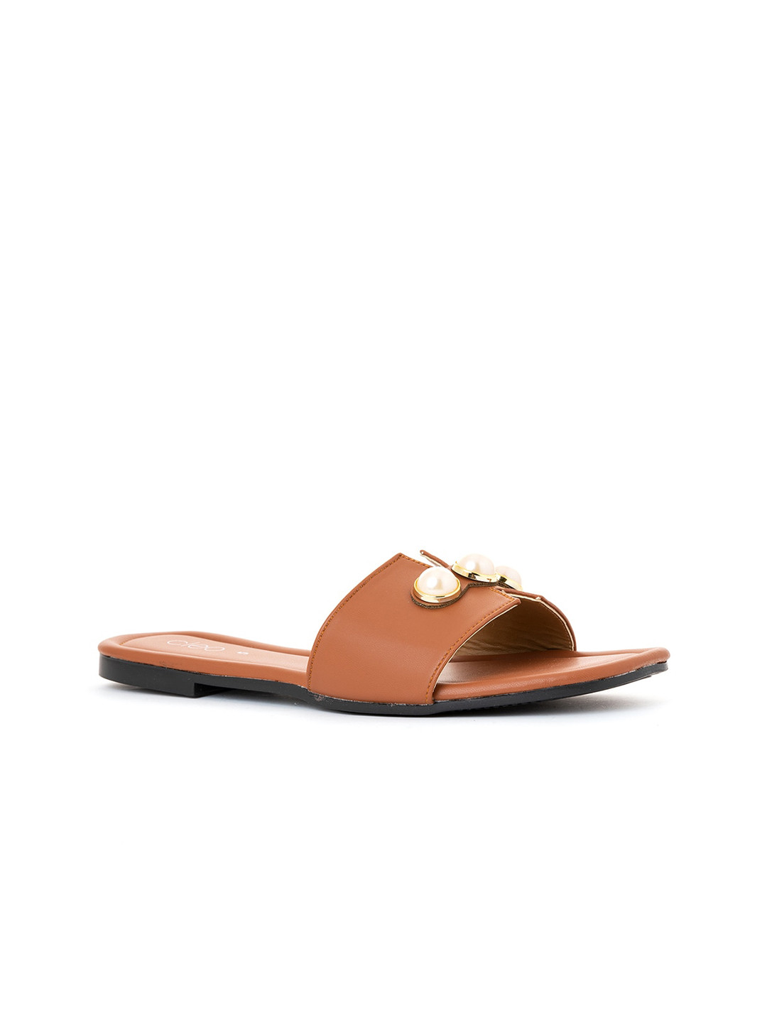 

Khadims Women Embellished Open Toe Flats, Tan