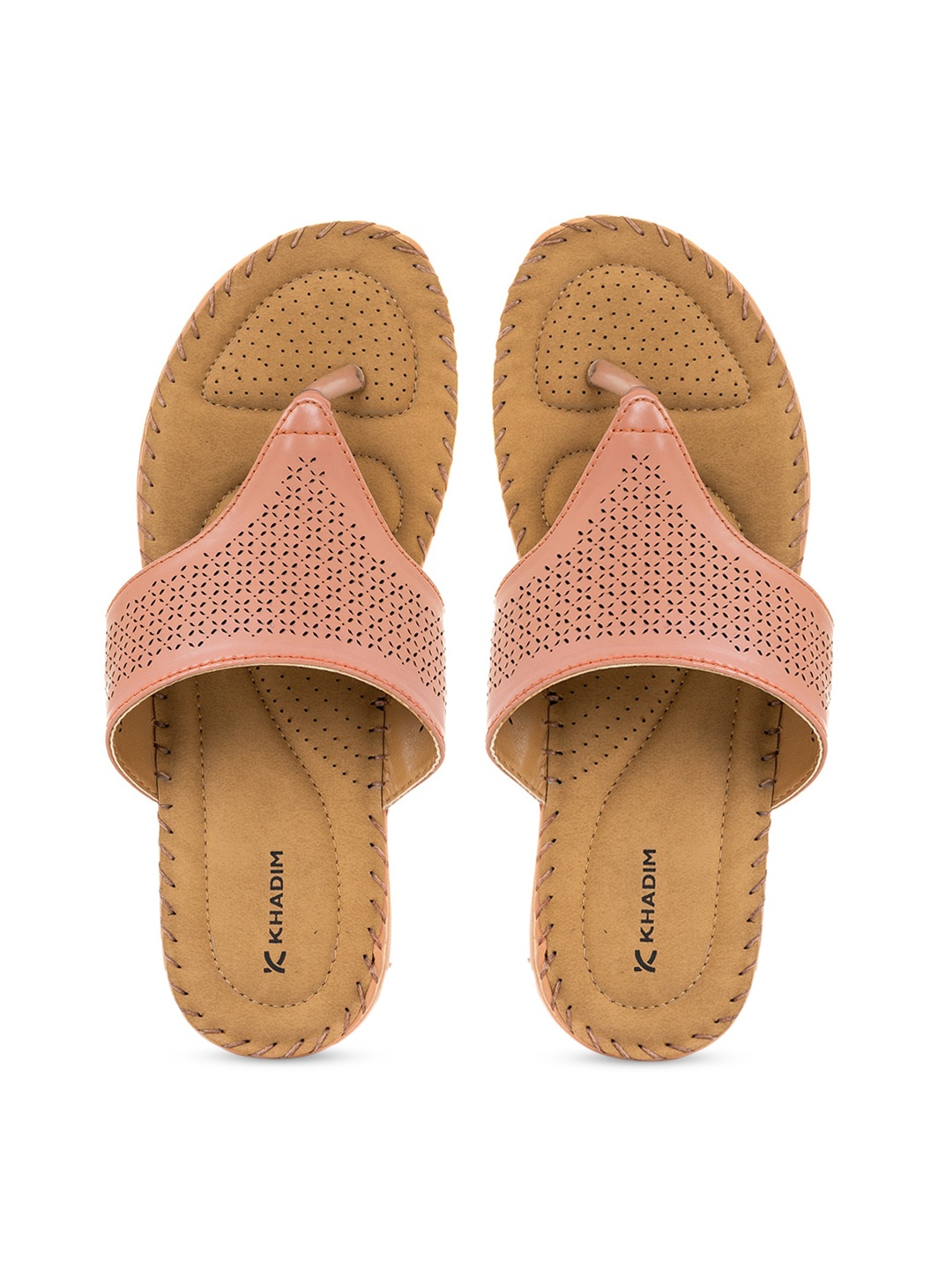 

Khadims Women T-Strap Flats with Laser Cuts, Pink