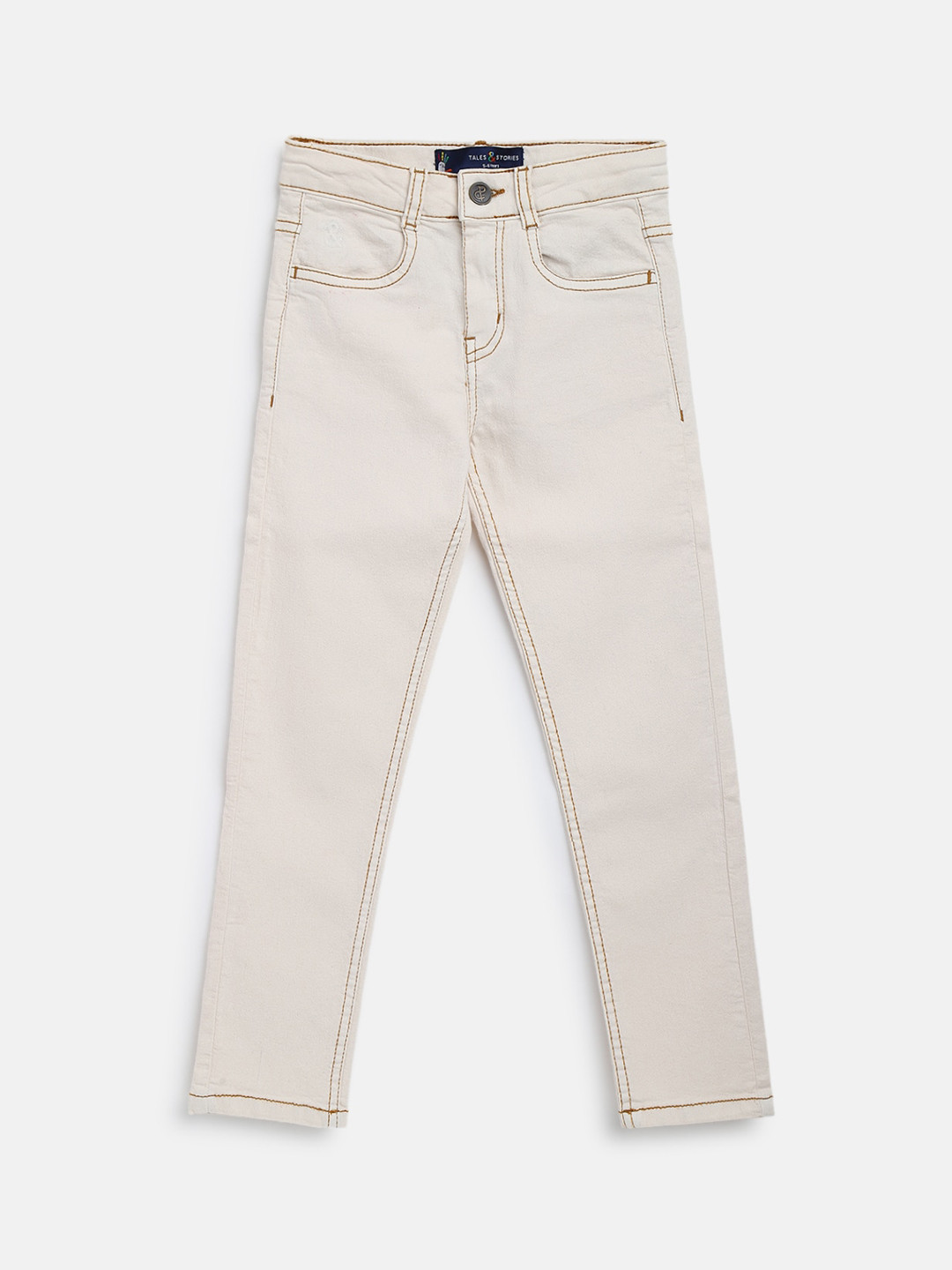 

TALES & STORIES Boys Cream-Coloured Slim Fit Stretchable Jeans