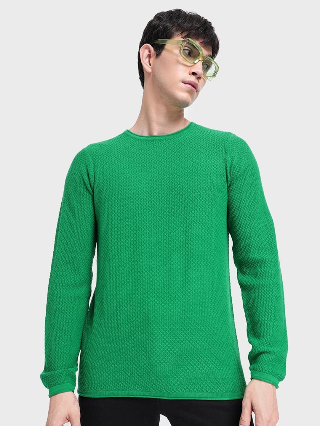 

Bewakoof Men Green Acrylic Pullover Sweater