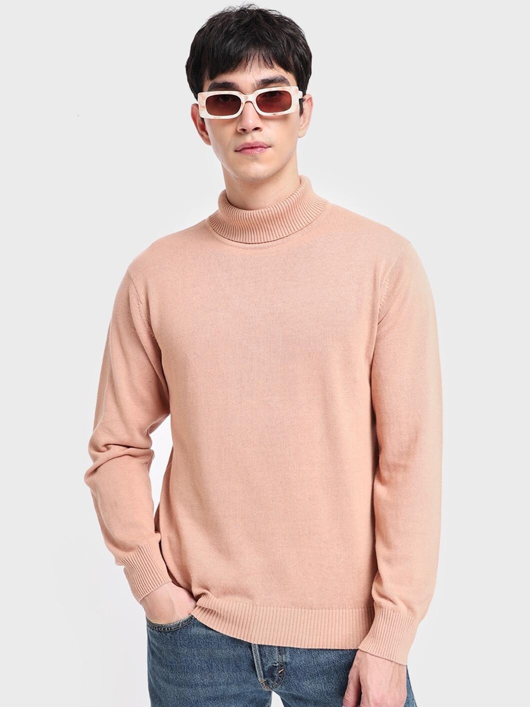 

Bewakoof Men Peach-Coloured Acrylic Pullover Sweater