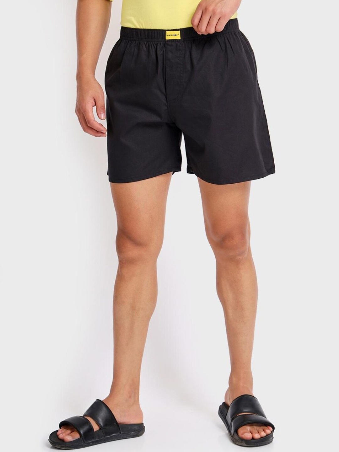 

Bewakoof Men Black Solid Pure Cotton Boxers