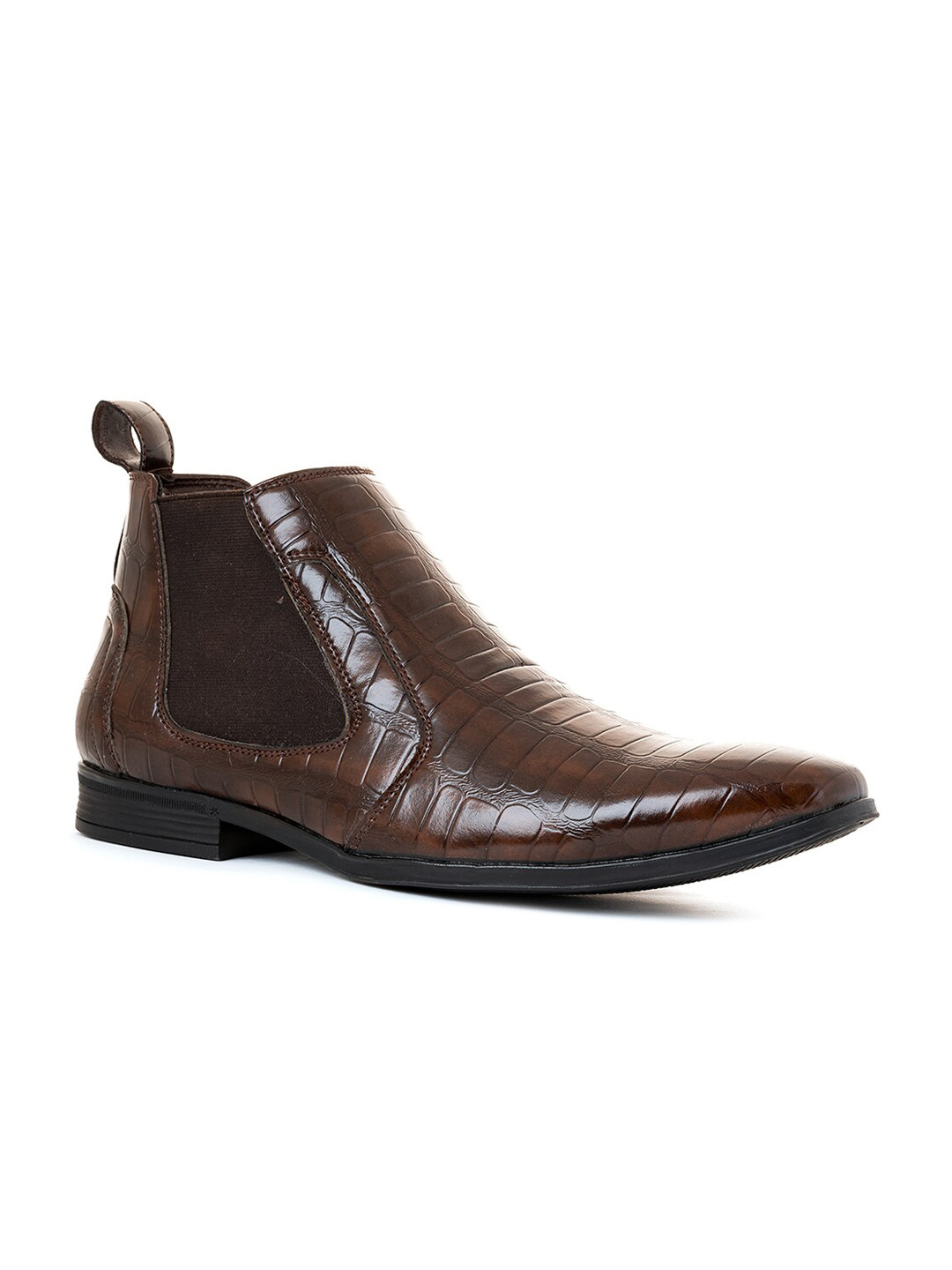 

Khadims Men Brown Textured Chelsea Boots Casual Shoes