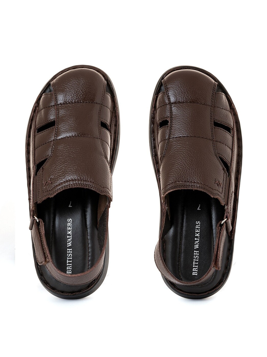 

Khadims Men Brown Leather Shoe-Style Sandals