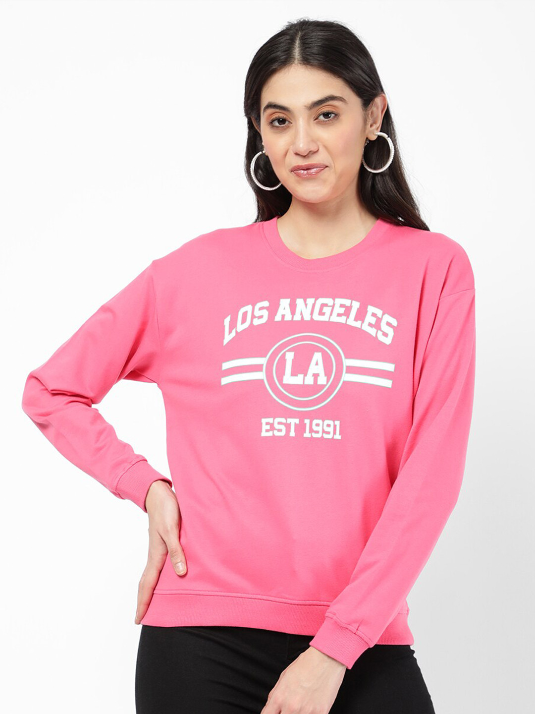 

R&B Women Pink Printed Sweatshirt