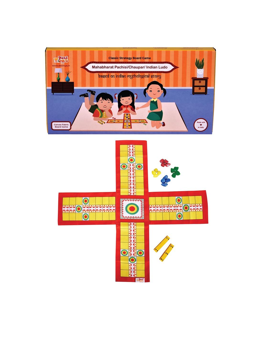 

Desi Toys Kids Yellow & Red Indian Ludo Classic Strategy Board Game