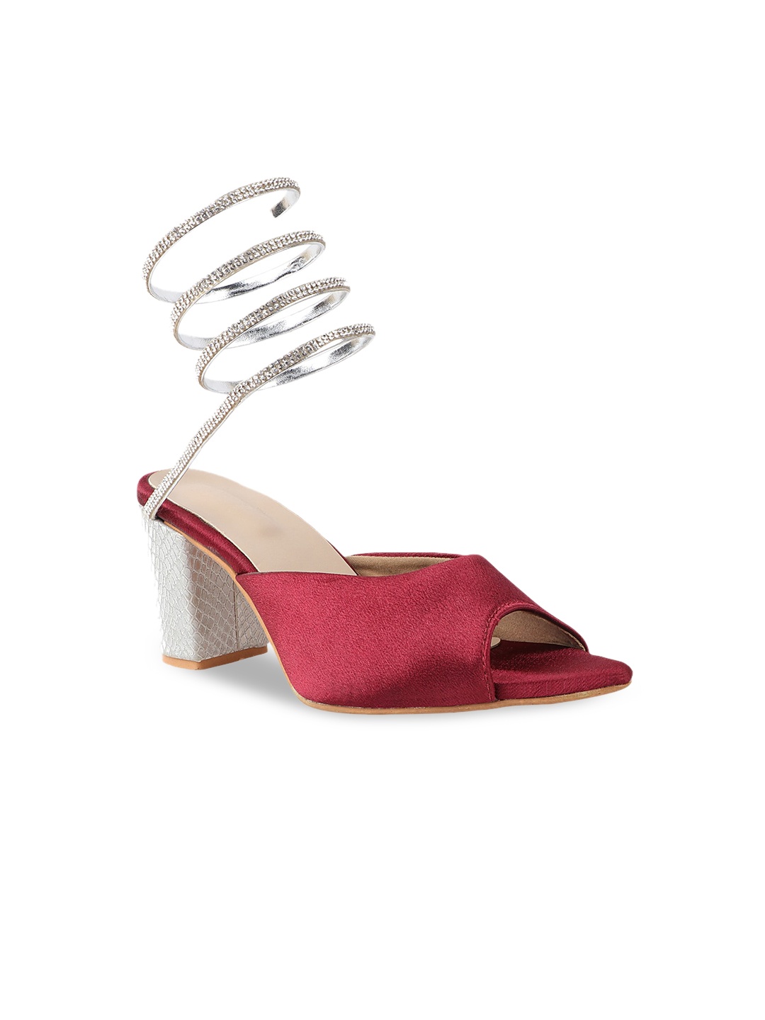 

THE WHITE POLE Women Maroon Striped Party Block Gladiators