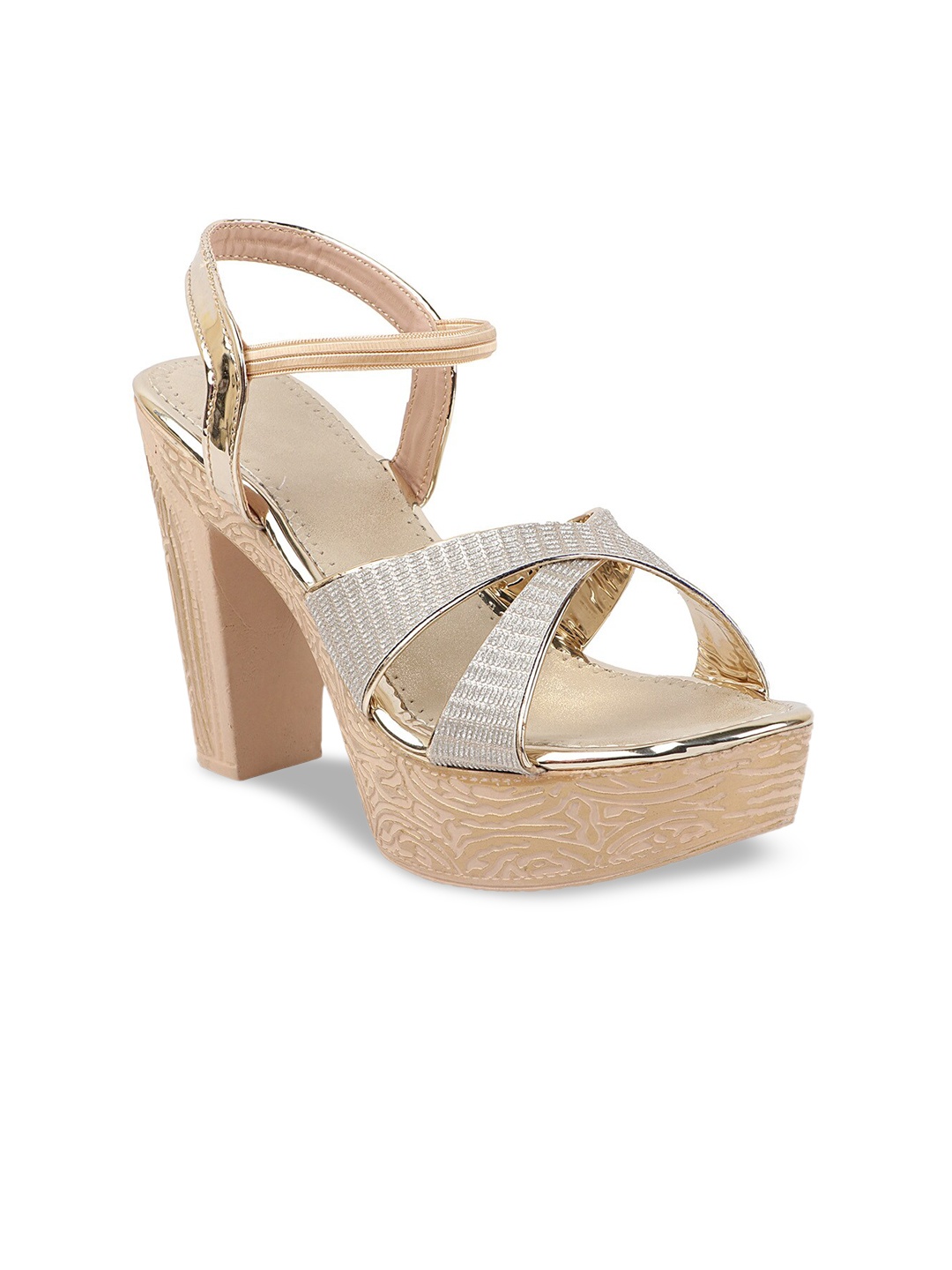 

THE WHITE POLE Brown Embellished Block Heels