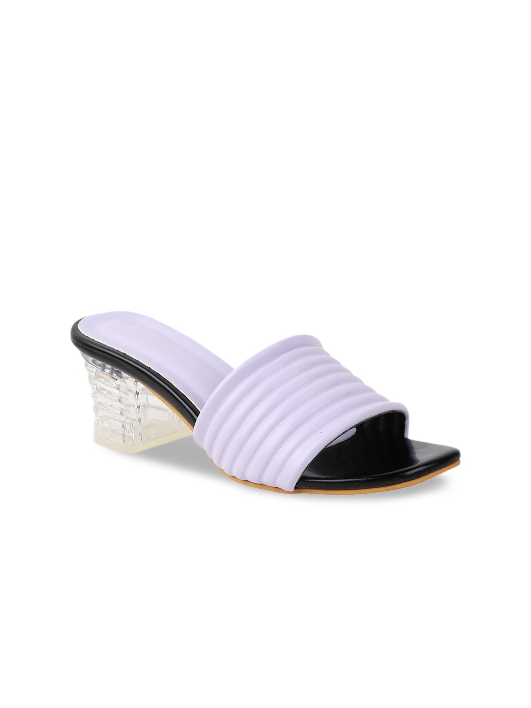 

THE WHITE POLE Women Purple Textured Party Block Mules