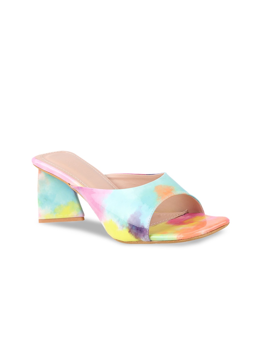 

THE WHITE POLE Purple Printed Party Block Sandals