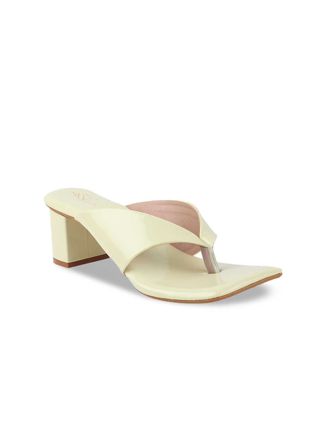 

THE WHITE POLE Women Yellow Party Block Mules