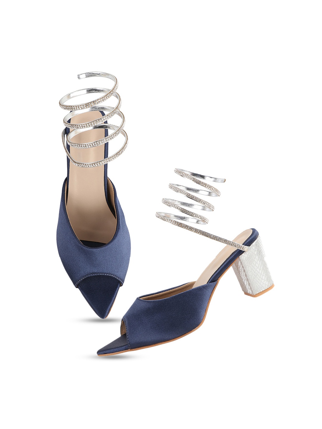 

THE WHITE POLE Women Navy Blue Party Block Gladiators