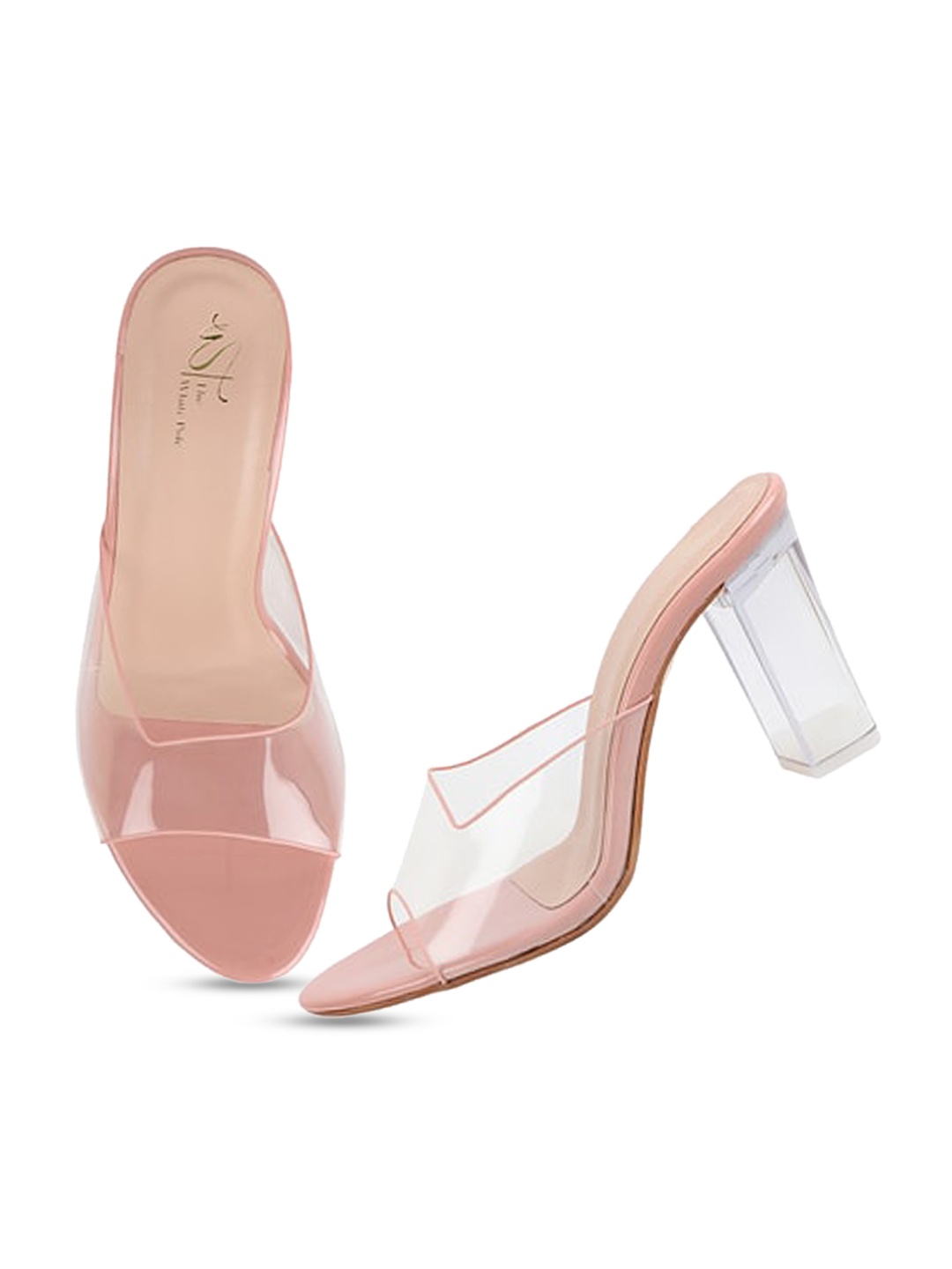 

THE WHITE POLE Pink Party Block Mules with Bows