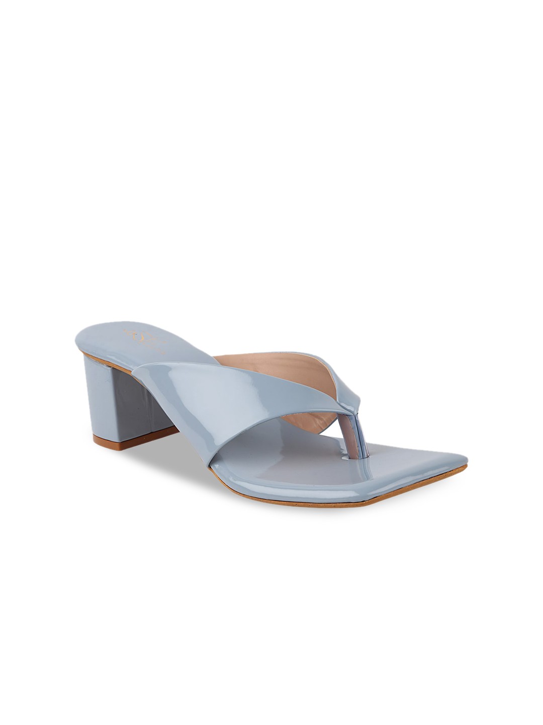 

THE WHITE POLE Blue Open Back Block Sandals