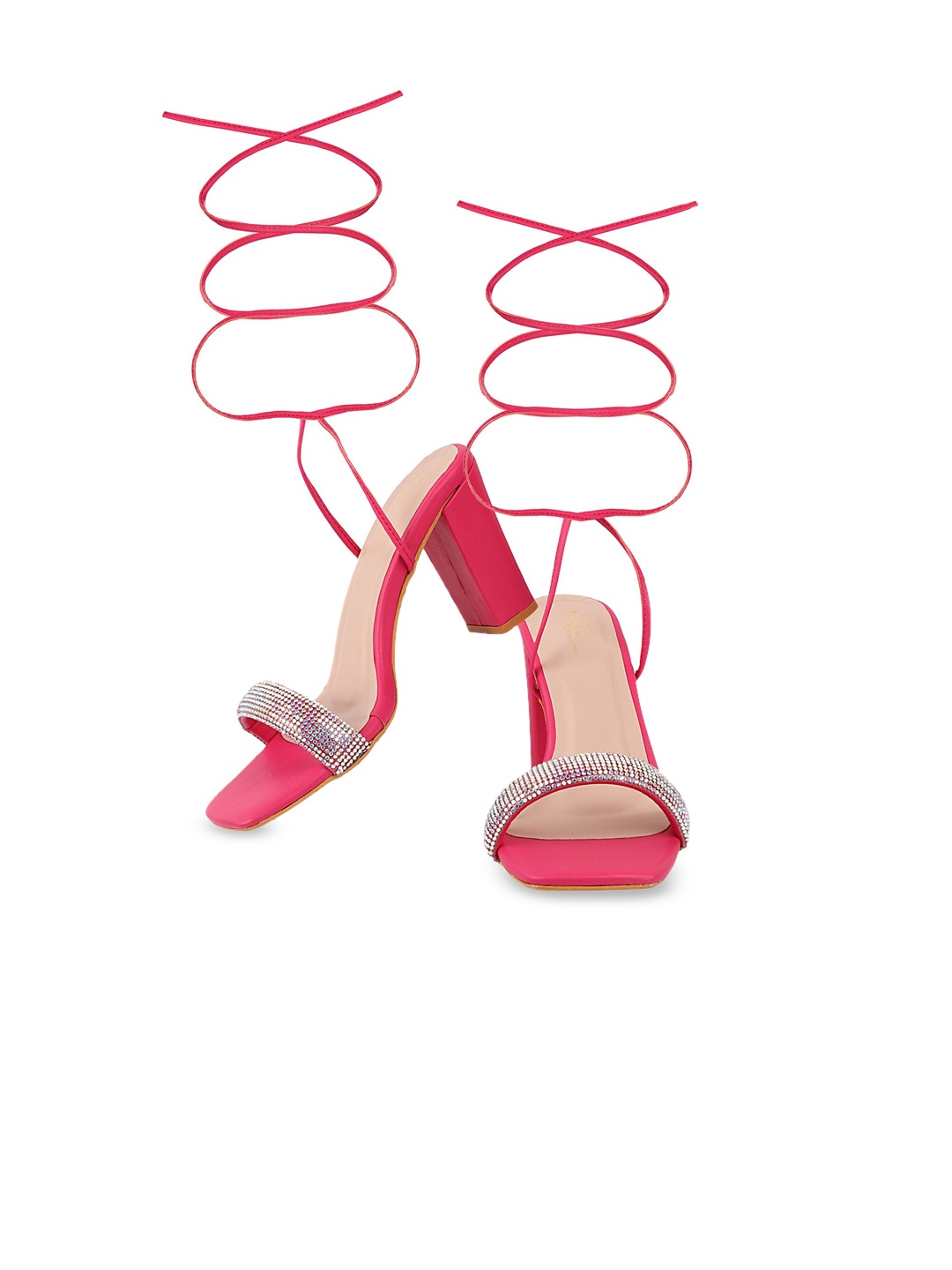 

THE WHITE POLE Pink Embellished Party Block Gladiators