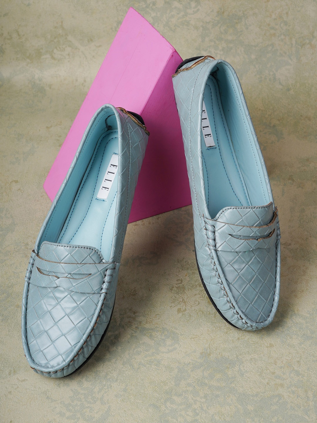 

ELLE Women Textured Slip-On Sneakers, Blue