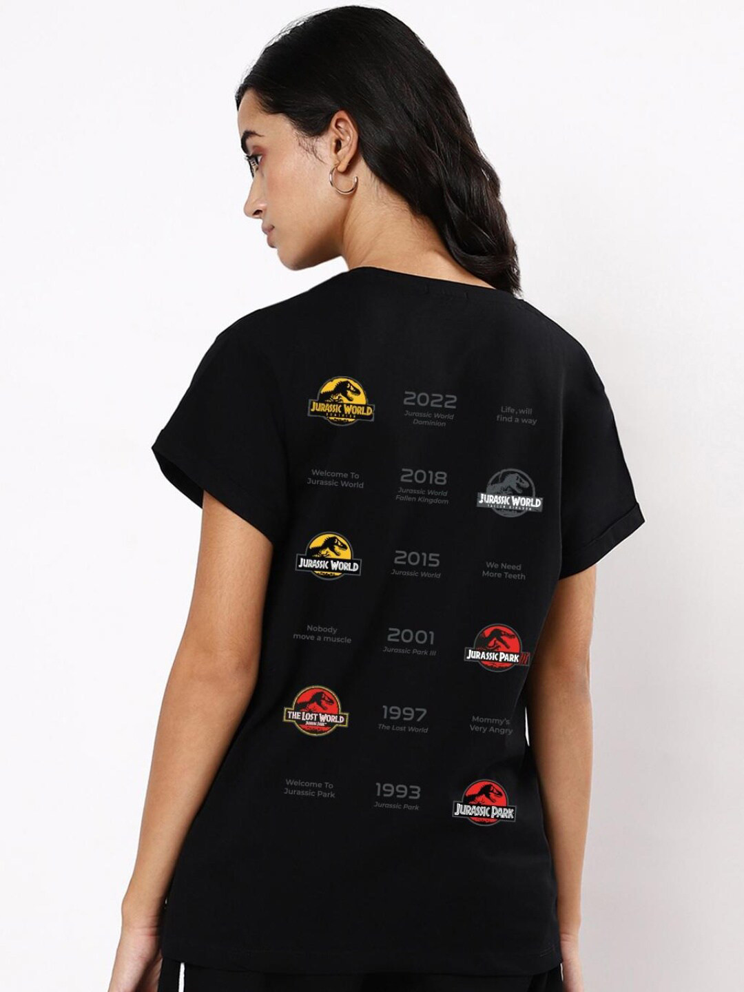 

Bewakoof Women Black & Yellow Printed Cotton T-shirt