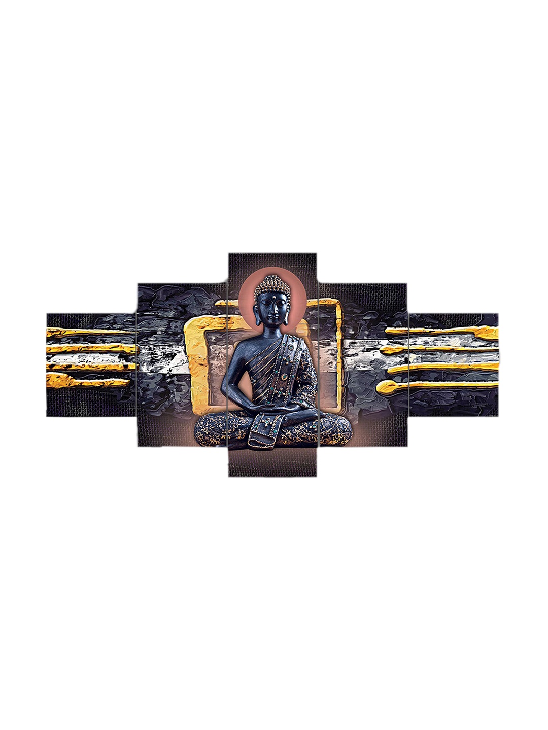 

Perpetual Multicolor Set Of 5 Buddha Painting 3d Scenery Wall Art, Multi