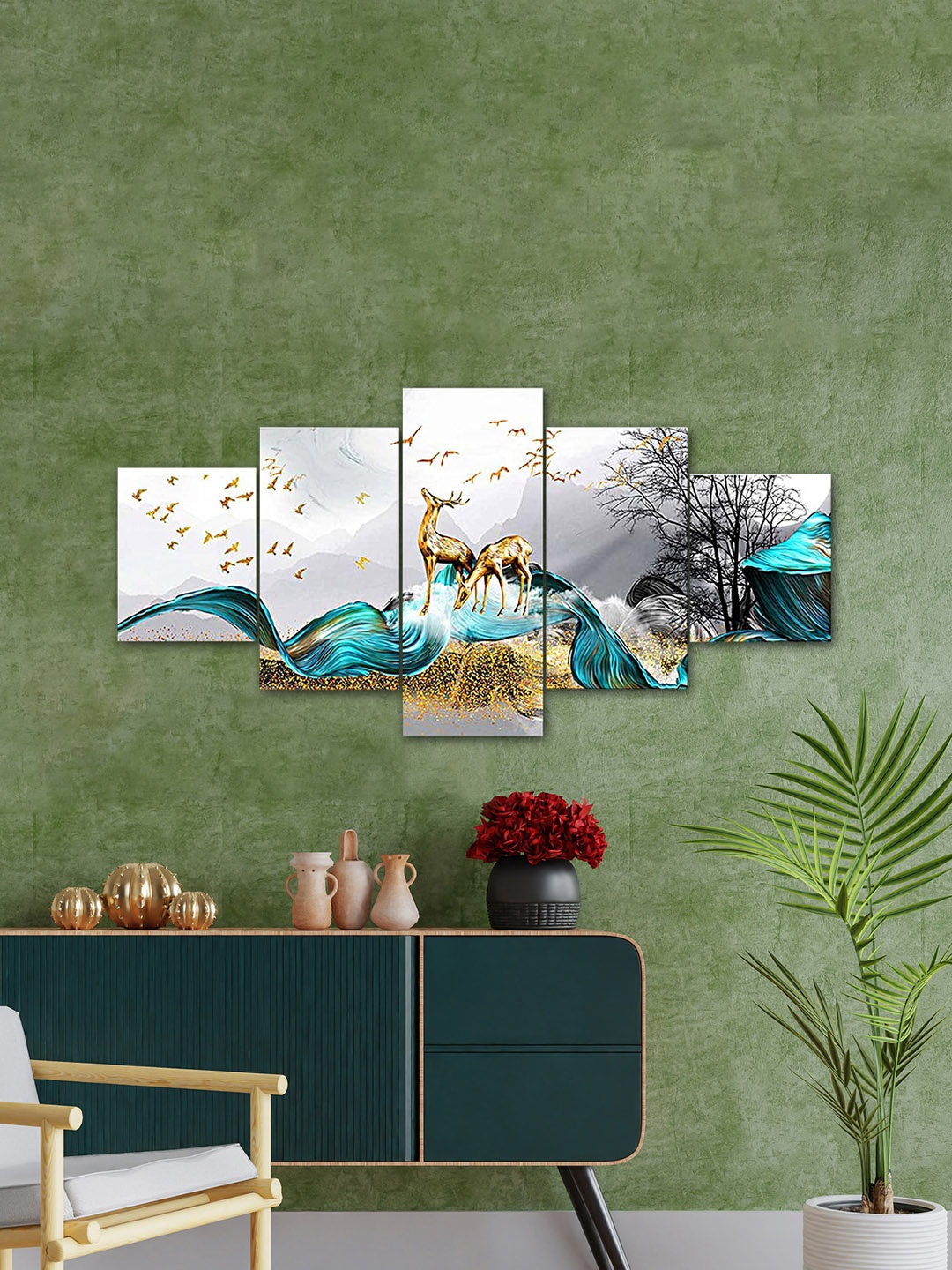 

Perpetual Set Of 5 Multicolored 3-D Scenery Wall Painting Wall Art, Multi