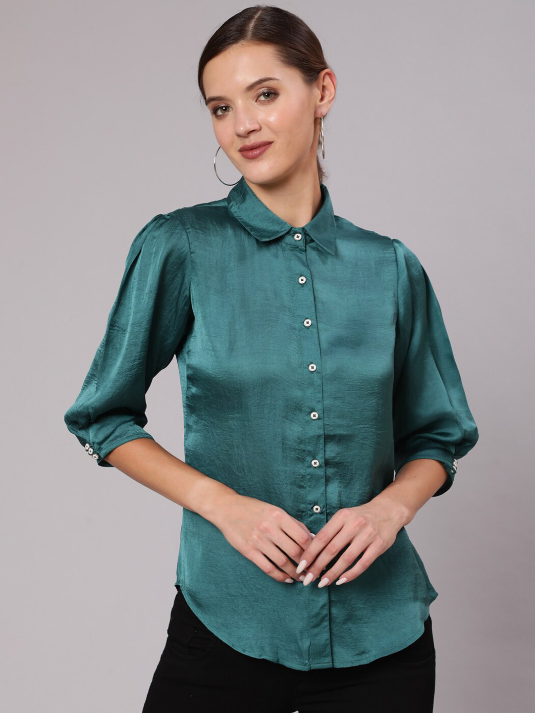

Jaipur Kurti Women Green Casual Shirt