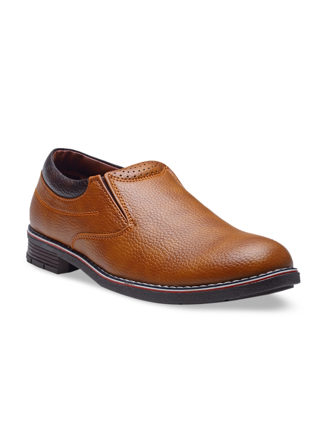 

Action Men Tan Solid Leather Formal Slip-Ons