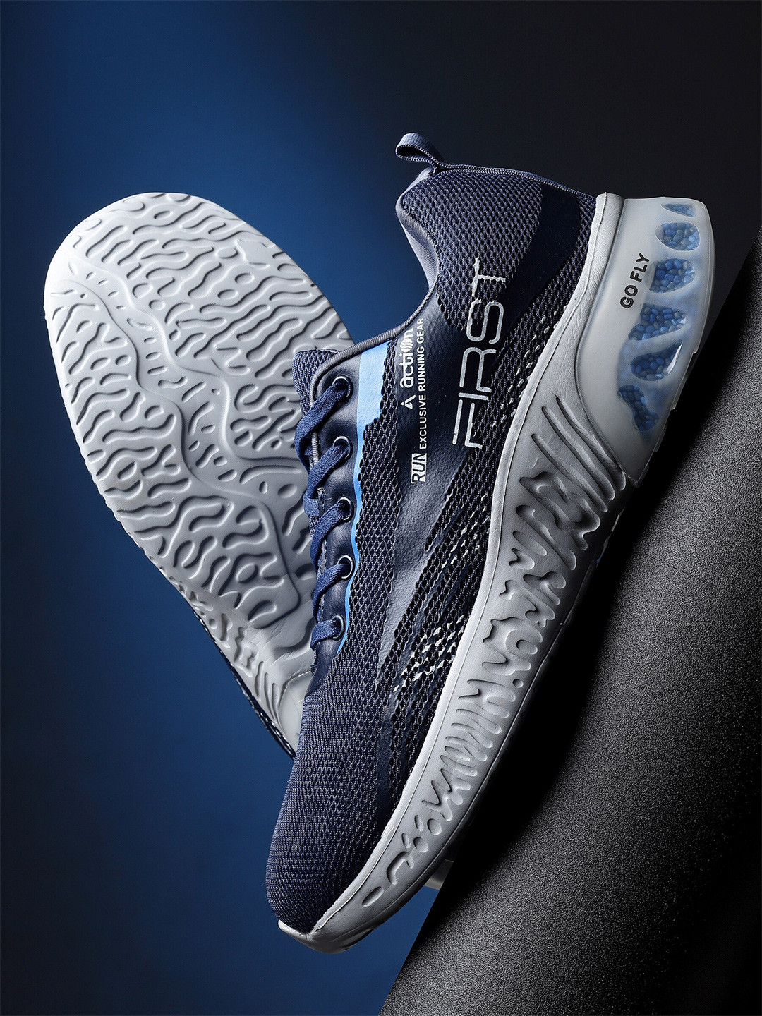 

Action Men Navy Blue Mesh Running Non-Marking Lace-Ups Shoes