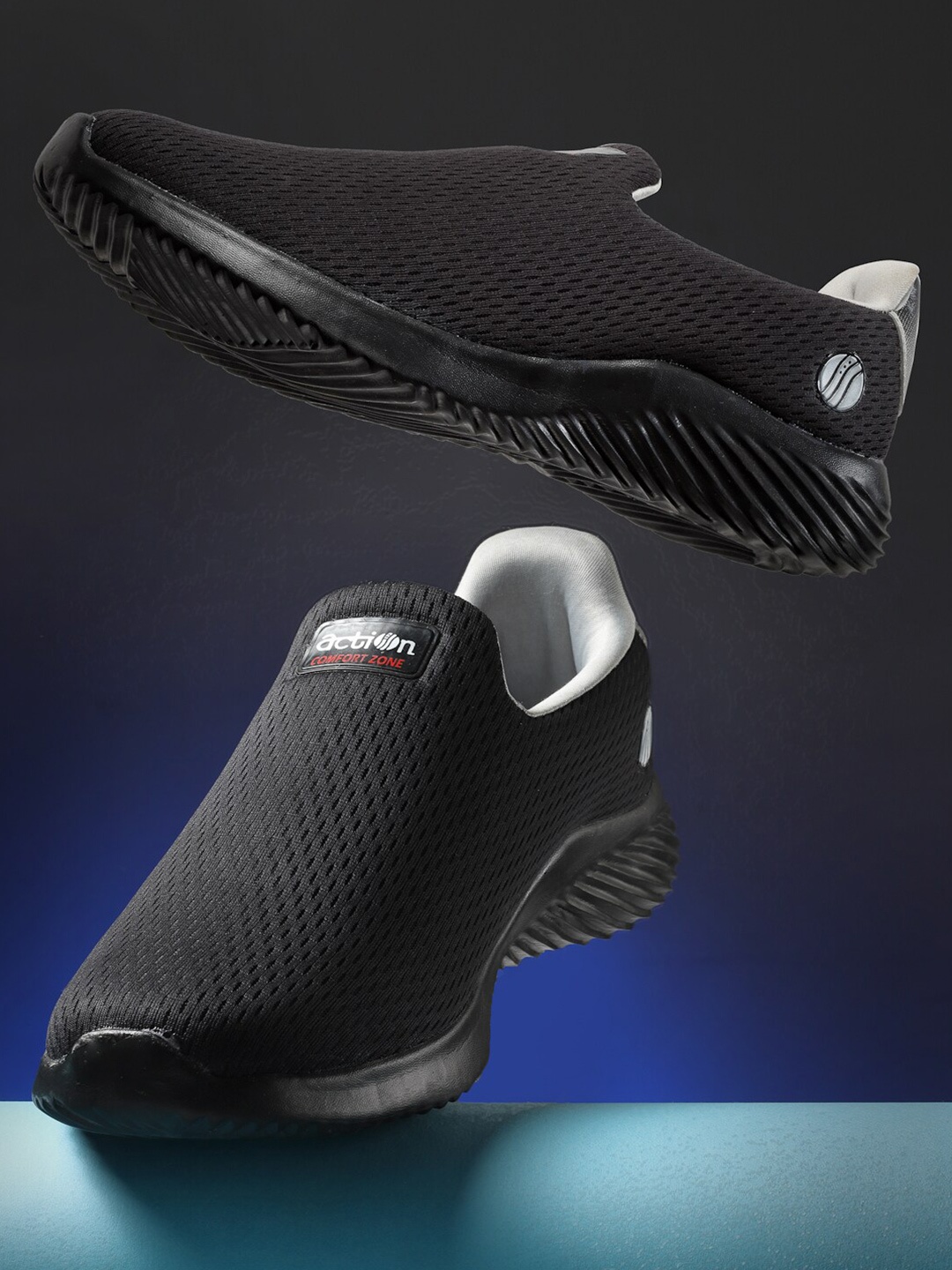 

Action Men Black Mesh Running Non-Marking Slip-On Shoes