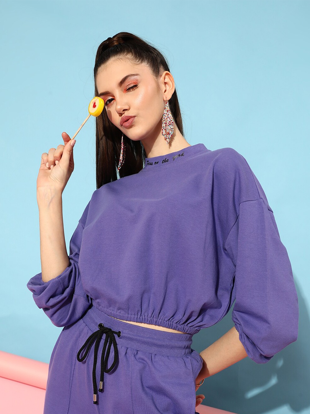 

STREET 9 Women Purple Cotton Sweatshirt