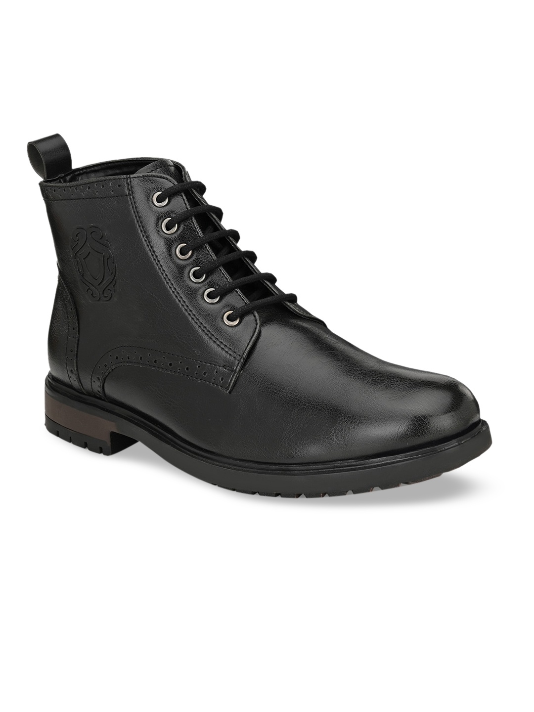 

San Frissco Men Black Solid Leather Boots