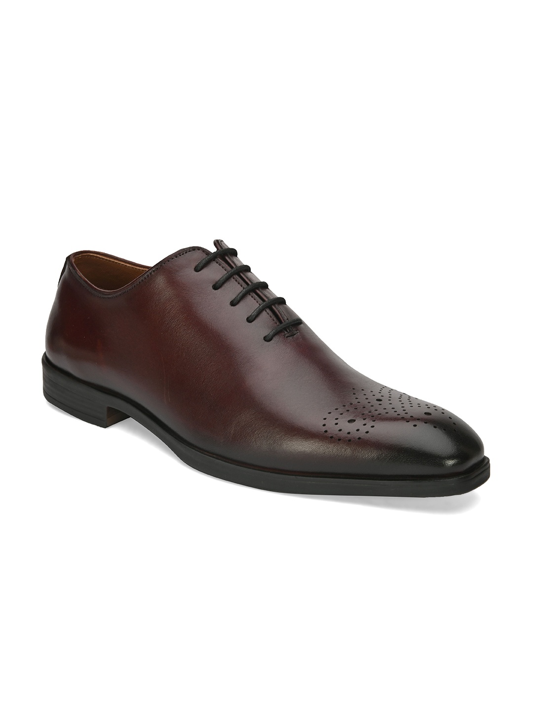 

San Frissco Men Maroon Solid Leather Formal Oxfords