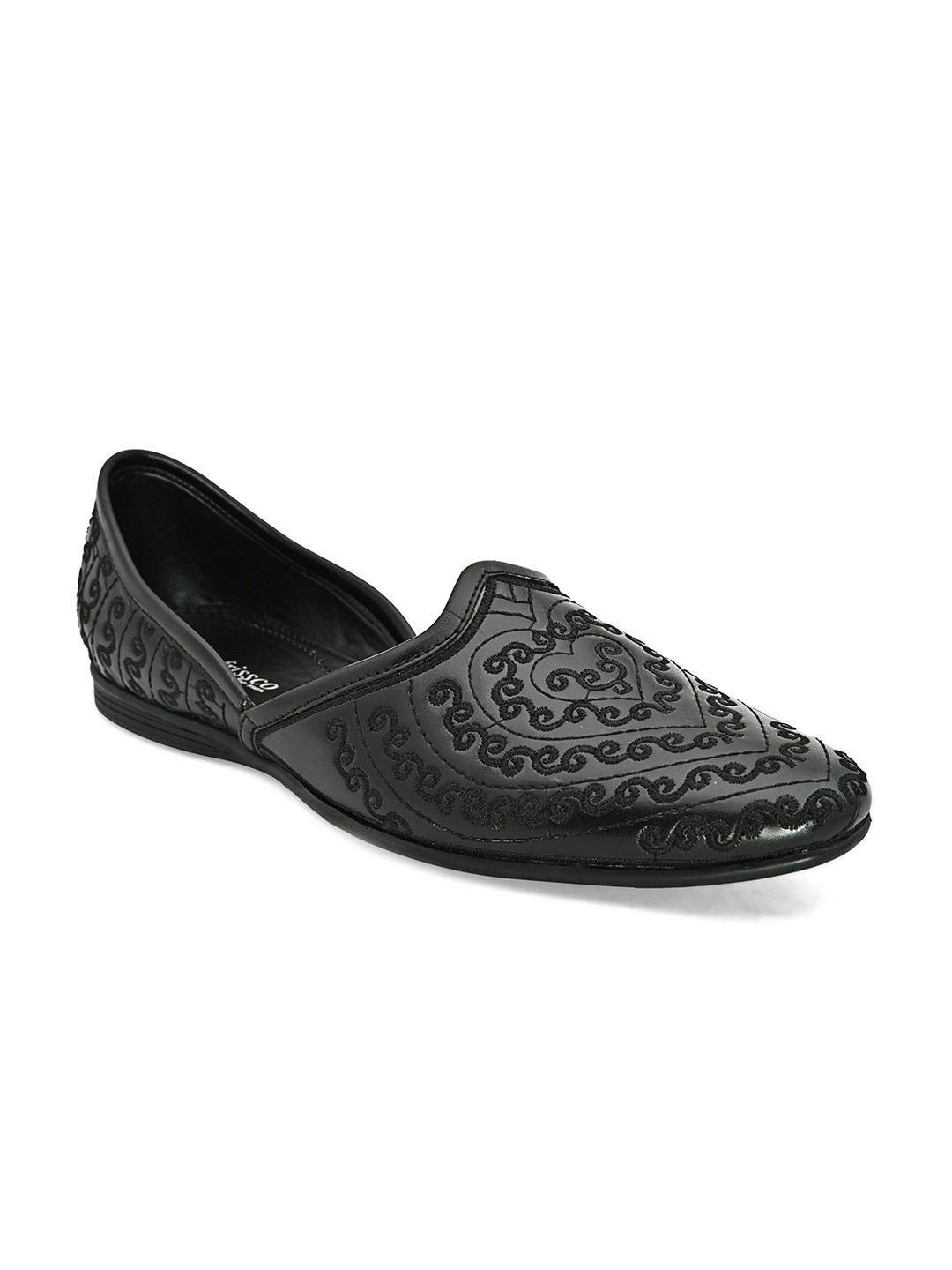 

San Frissco Men Woven Design Mojaris, Black