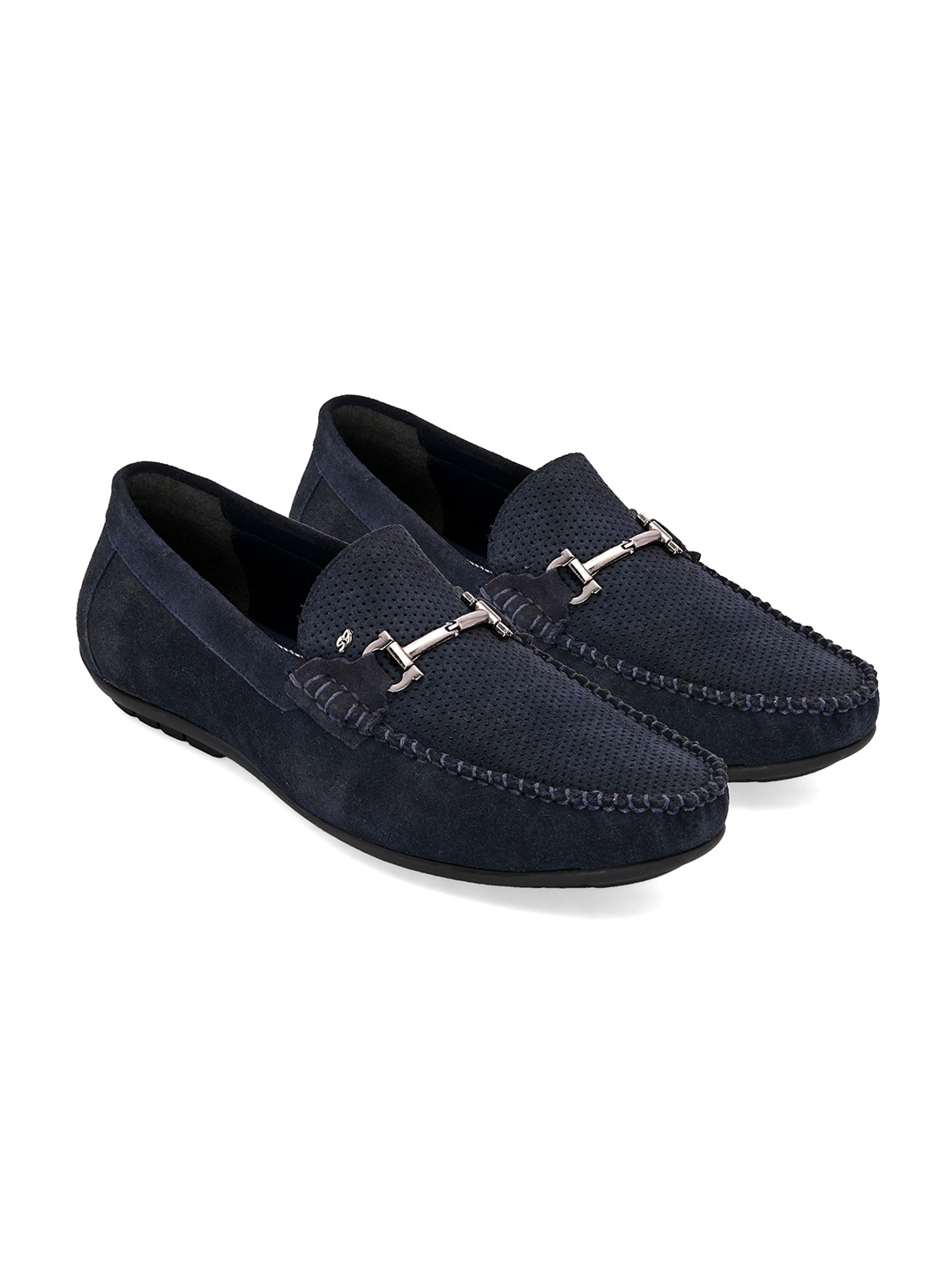 

San Frissco Men Navy Blue Perforations Loafers