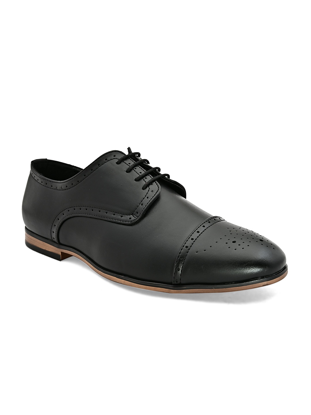 

San Frissco Men Black Solid Leather Formal Oxfords
