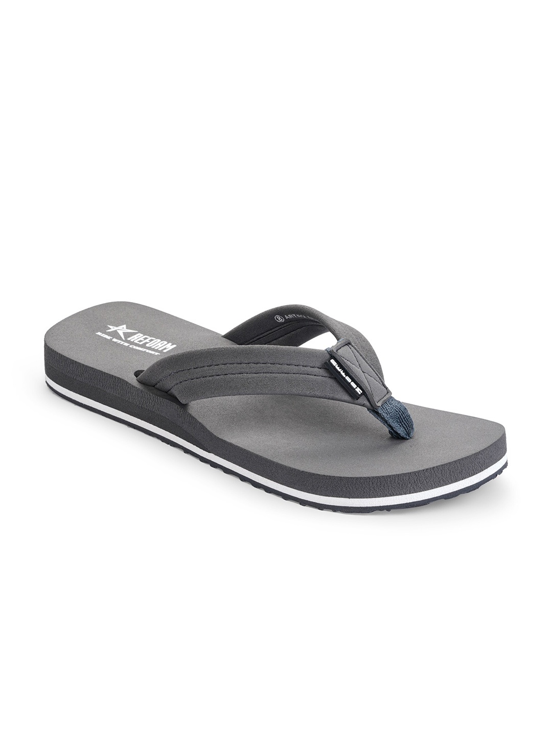 

REFOAM Men Grey Rubber Thong Flip-Flops