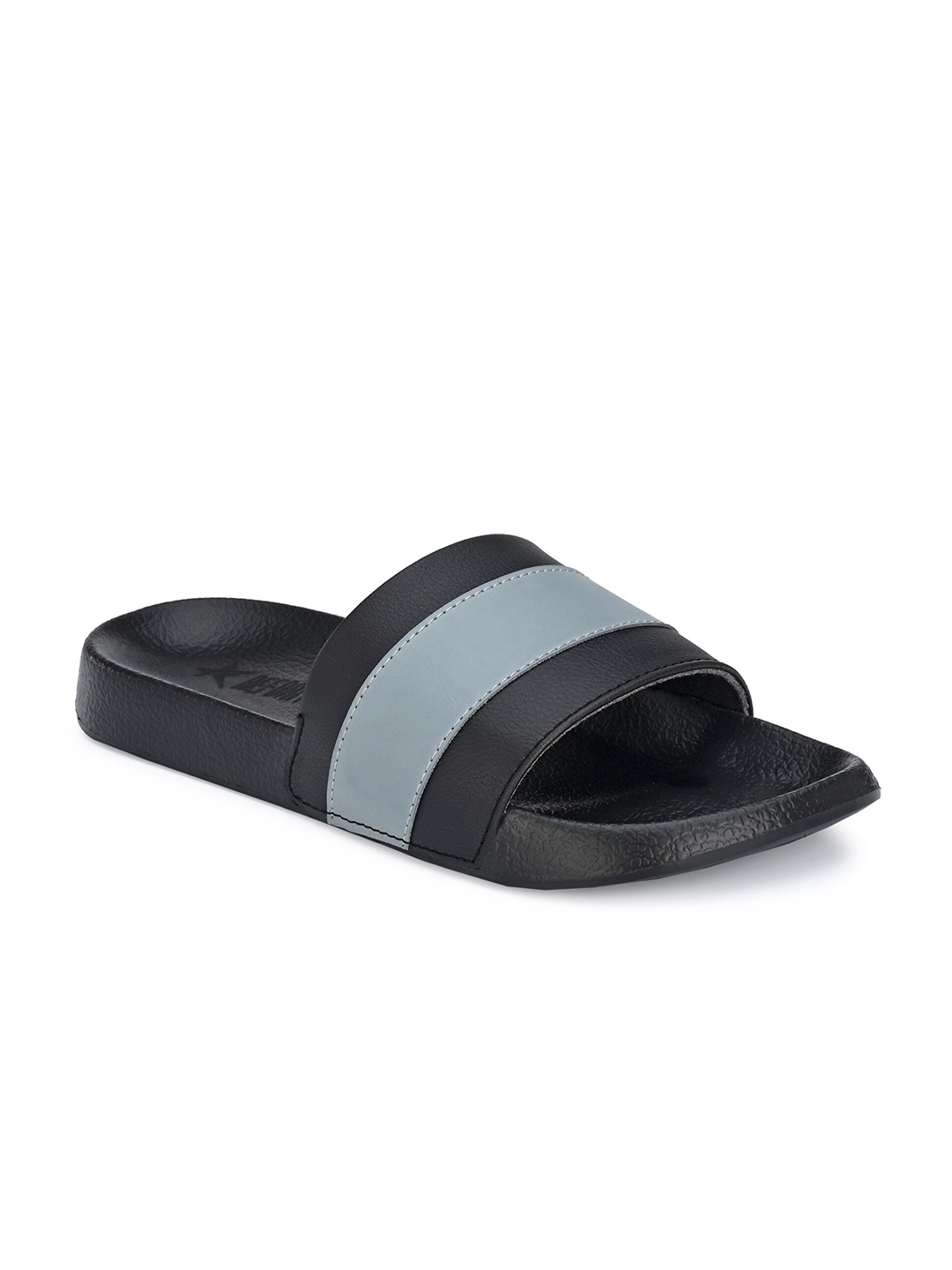 

REFOAM Men Black & Grey Striped Rubber Sliders