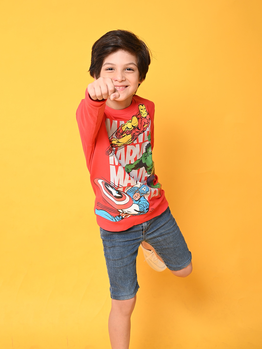 

BONKIDS Boys Red Cotton Printed Sweatshirt