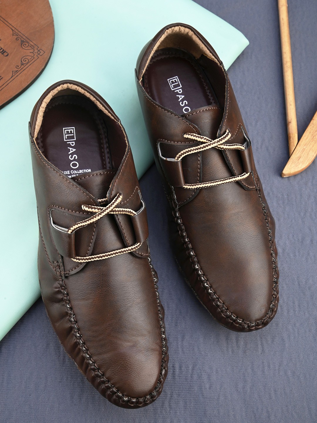 

El Paso Men Lace Up Casual Sneakers, Brown