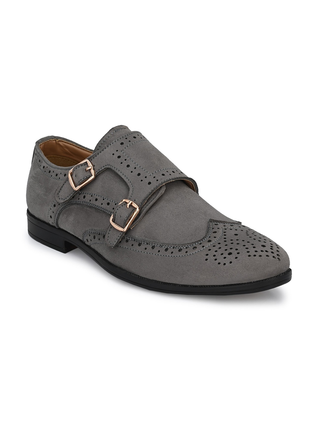 

El Paso Men Grey Textured Formal Loafers